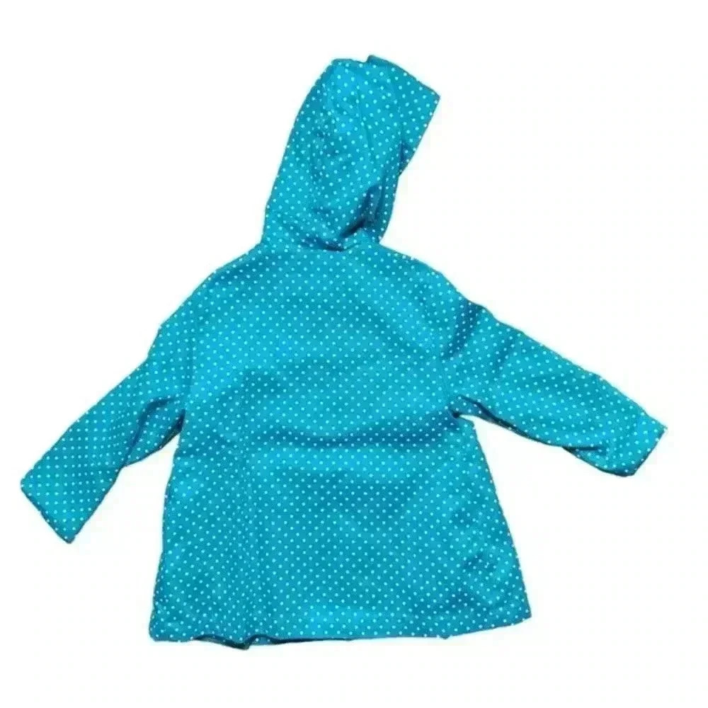 Vintage Weather Tamer Toddler Girls Rain Coat Blue Polka Dot Hooded Lined USA